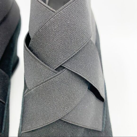 Stuart Weitzman Be Happy Black Suede Hidden Wedge Booties Criss-cross Elastic - Picture 5 of 16